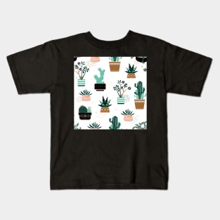 Cactuses and succulents pattern Kids T-Shirt